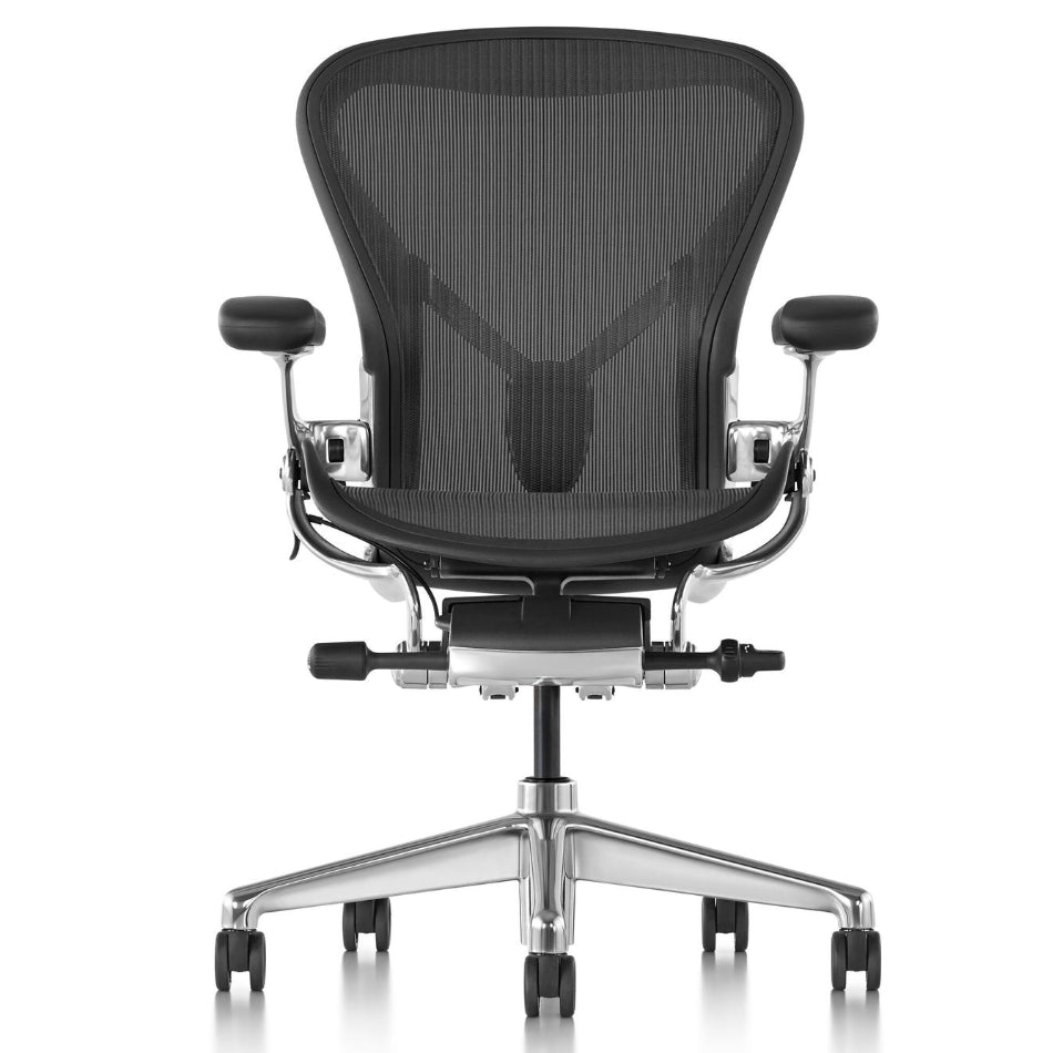 Herman Miller Aeron Remastered gepolijst aluminium gereviseerd